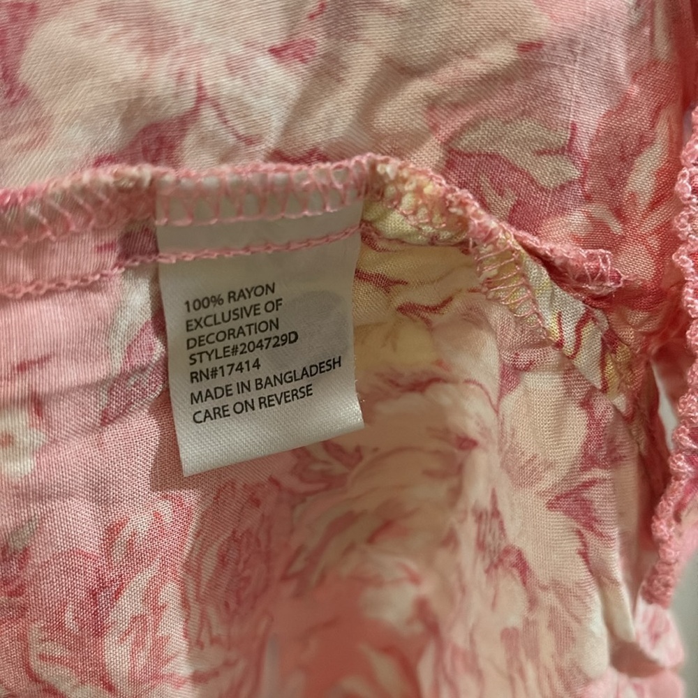 Miss Elaine Pink Floral Nightgown - size XL - 100% rayon - lightweight - Picture 5 of 6